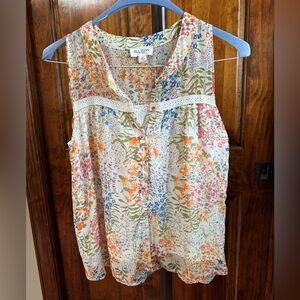 ALLISON NEW YORK Floral Sleeveless Top - Multicolor SZ S Perfect condition!